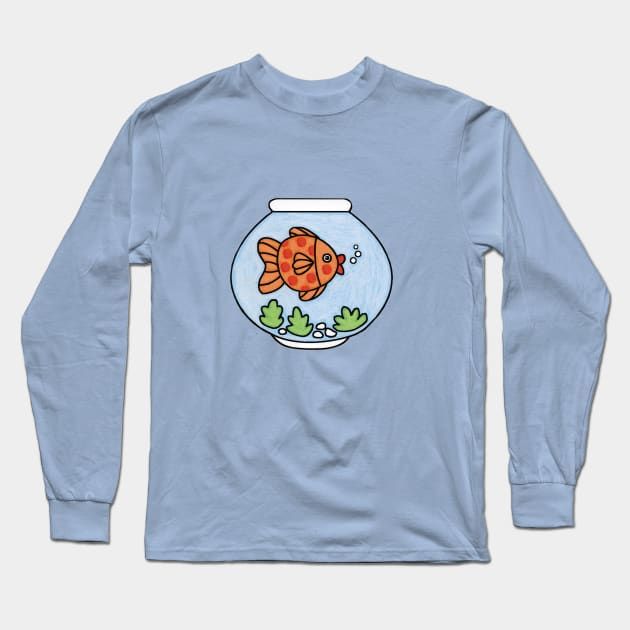 Goldfish  Bowl Long Sleeve T-Shirt by Parakeet Moon